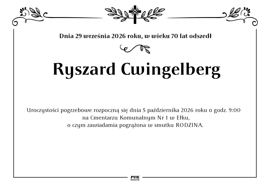Ryszard Cwingelberg - nekrolog